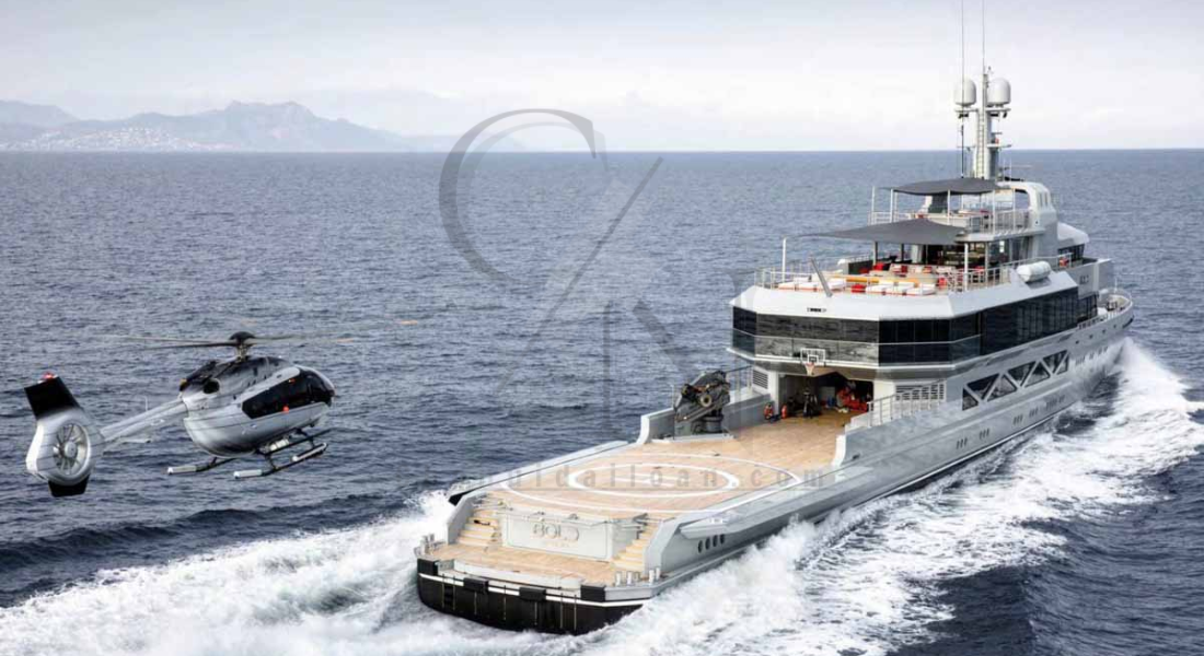 Luxury Yacht and Helicopter